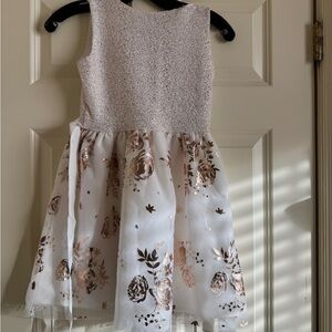 Place Kids Dress in White and Gold Floral